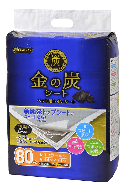 クリーンワン　ペット用トイレシート　金の炭シート　レギュラー　80枚