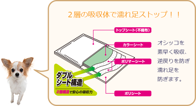 2層の吸収体で濡れ足ストップ！！