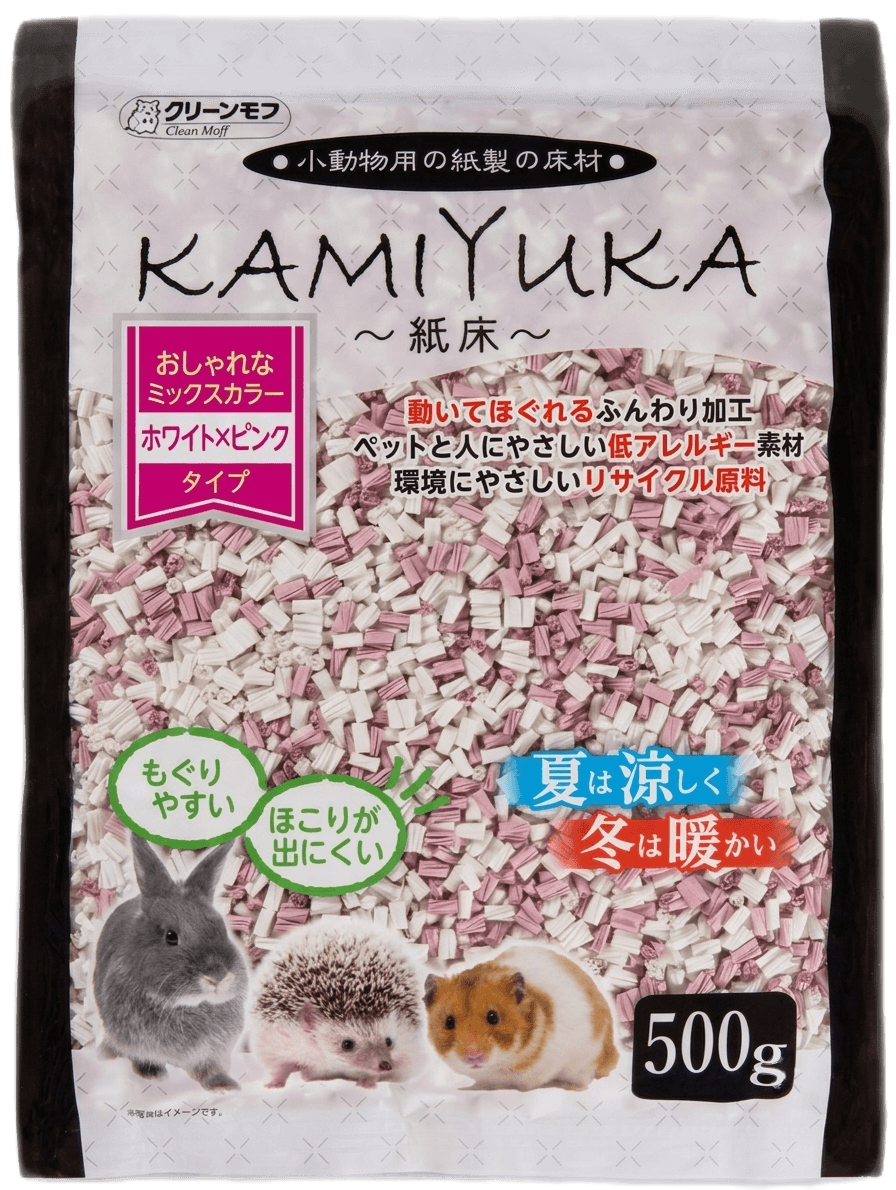 小動物用床材KAMIYUKA~紙床~ミックス ホワイト×ピンク 500g