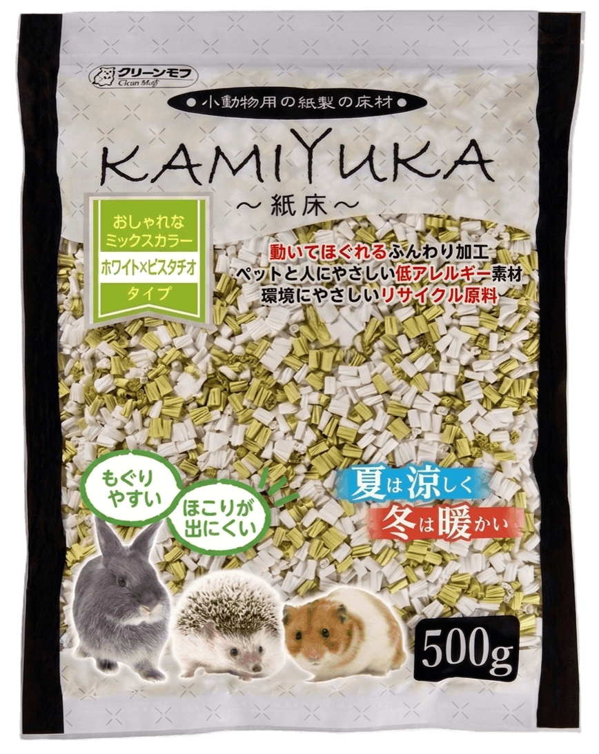 小動物用床材KAMIYUKA～紙床～ミックス　ホワイト×ピスタチオ　500g